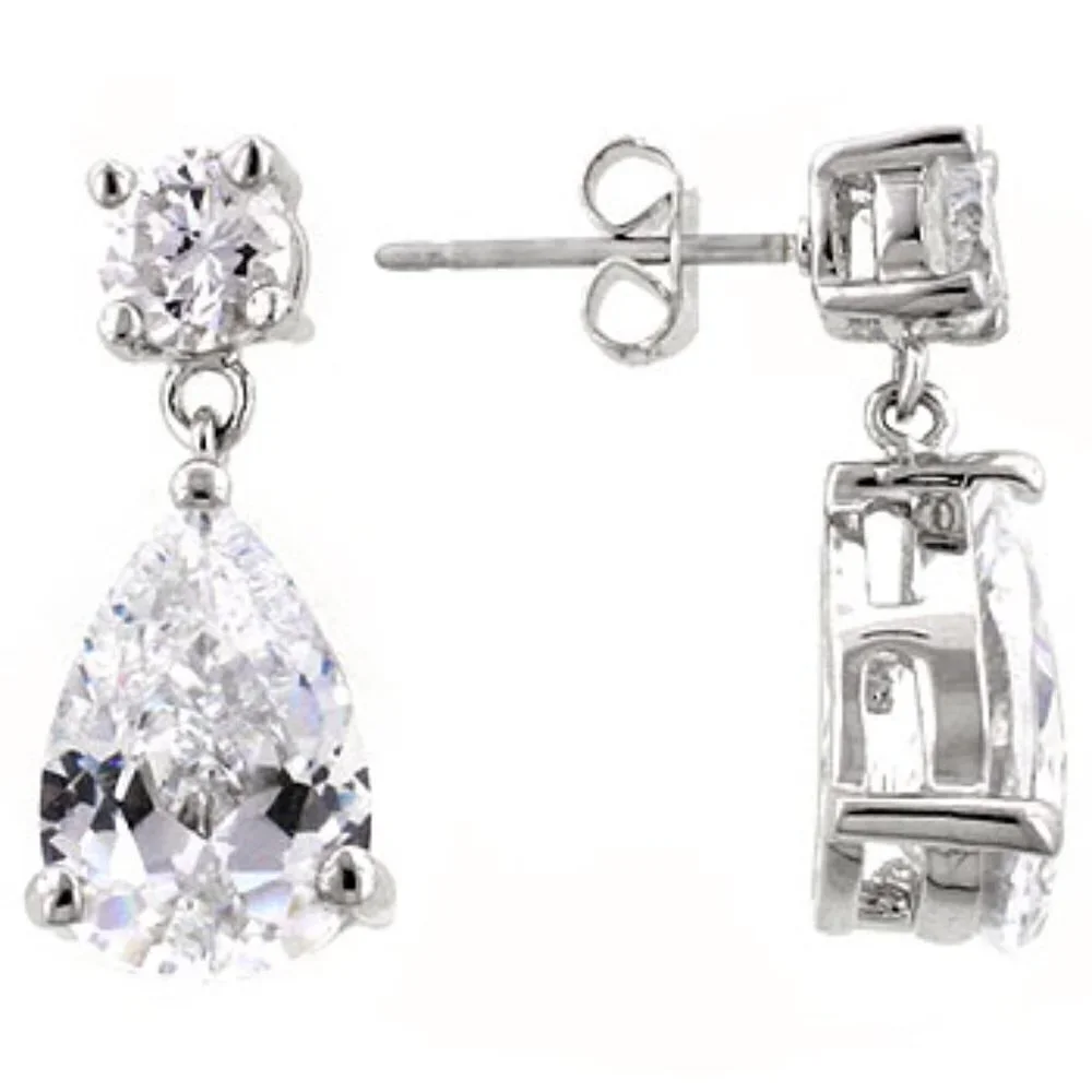 6.7ct Tear Drop Cz Earrings - New w/Tags